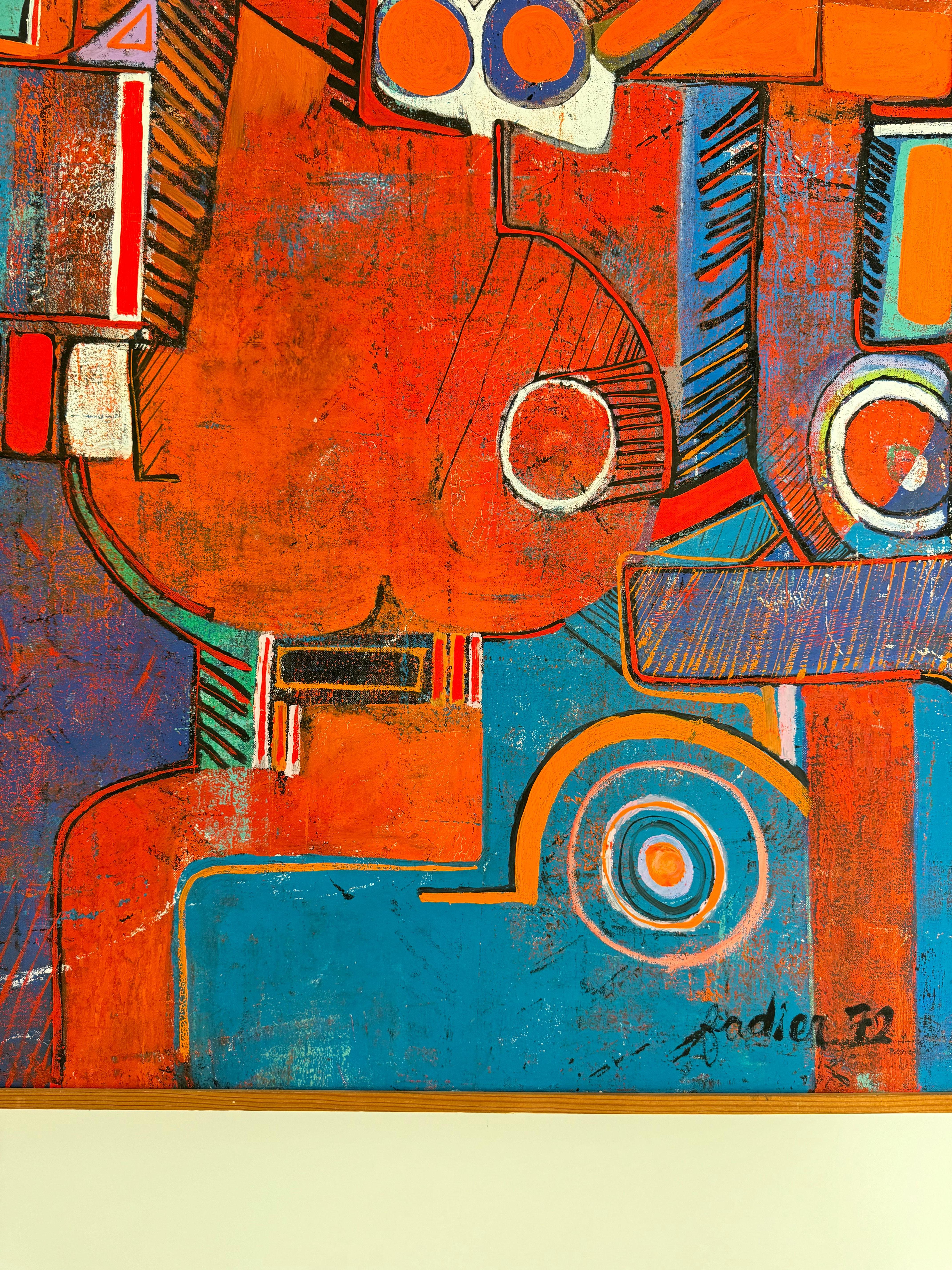Denis FADIER, riesiges abstraktes Gemälde des Surrealismus, Öl auf Leinwand, Frankreich 1972 (Ende des 20. Jahrhunderts) im Angebot