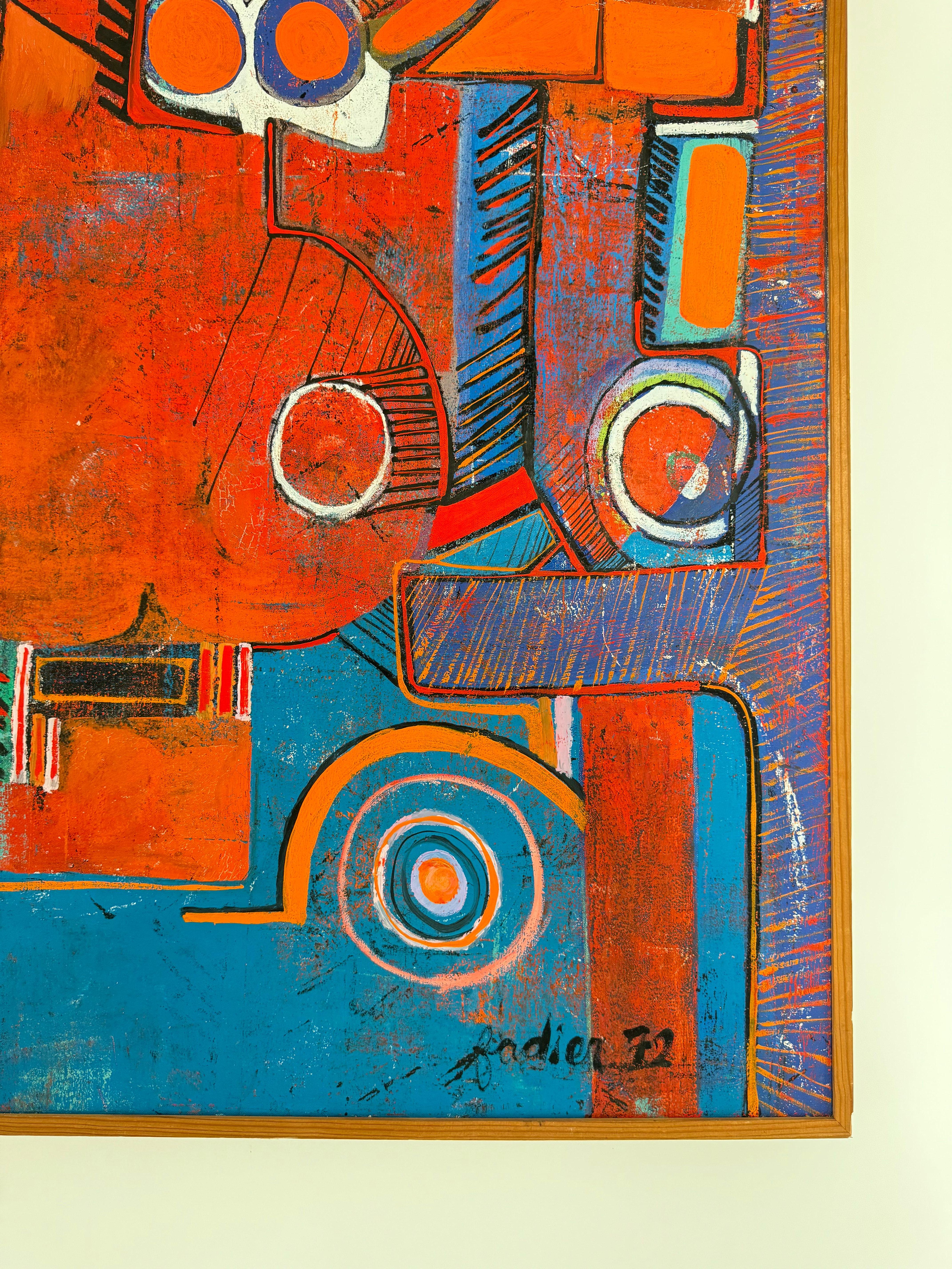 Denis FADIER, riesiges abstraktes Gemälde des Surrealismus, Öl auf Leinwand, Frankreich 1972 im Angebot 1