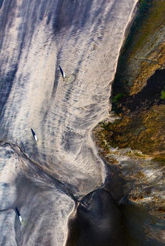 In Bewegung - Luftaufnahme der Bucht von Mont Saint Michel, Frankreich, signiert, limitierte Auflage