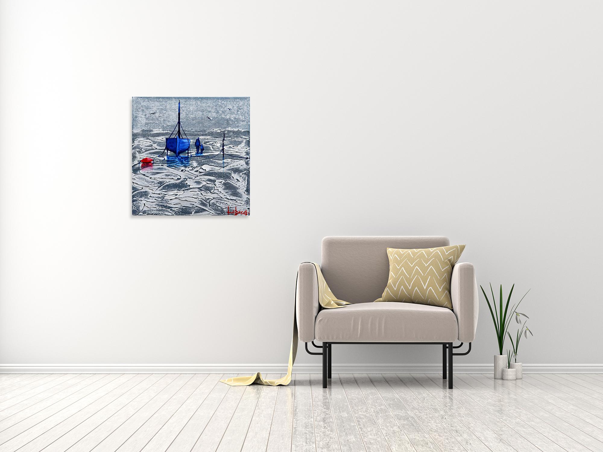 Arrêt Du Brouillard - Boats In The Ocean Painting by Denis Lebecqs 1