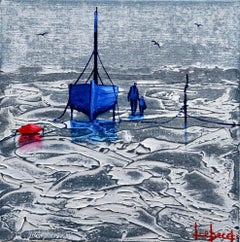 Arrêt Du Brouillard - Boats In The Ocean Painting by Denis Lebecqs
