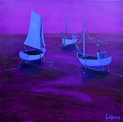 Escapade En Soirée - Boats In The Ocean Painting by Denis Lebecqs