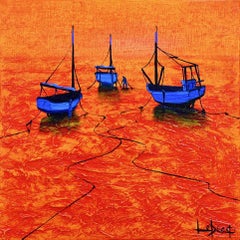 Ombre Du Soleil - Boats In The Ocean Painting by Denis Lebecqs
