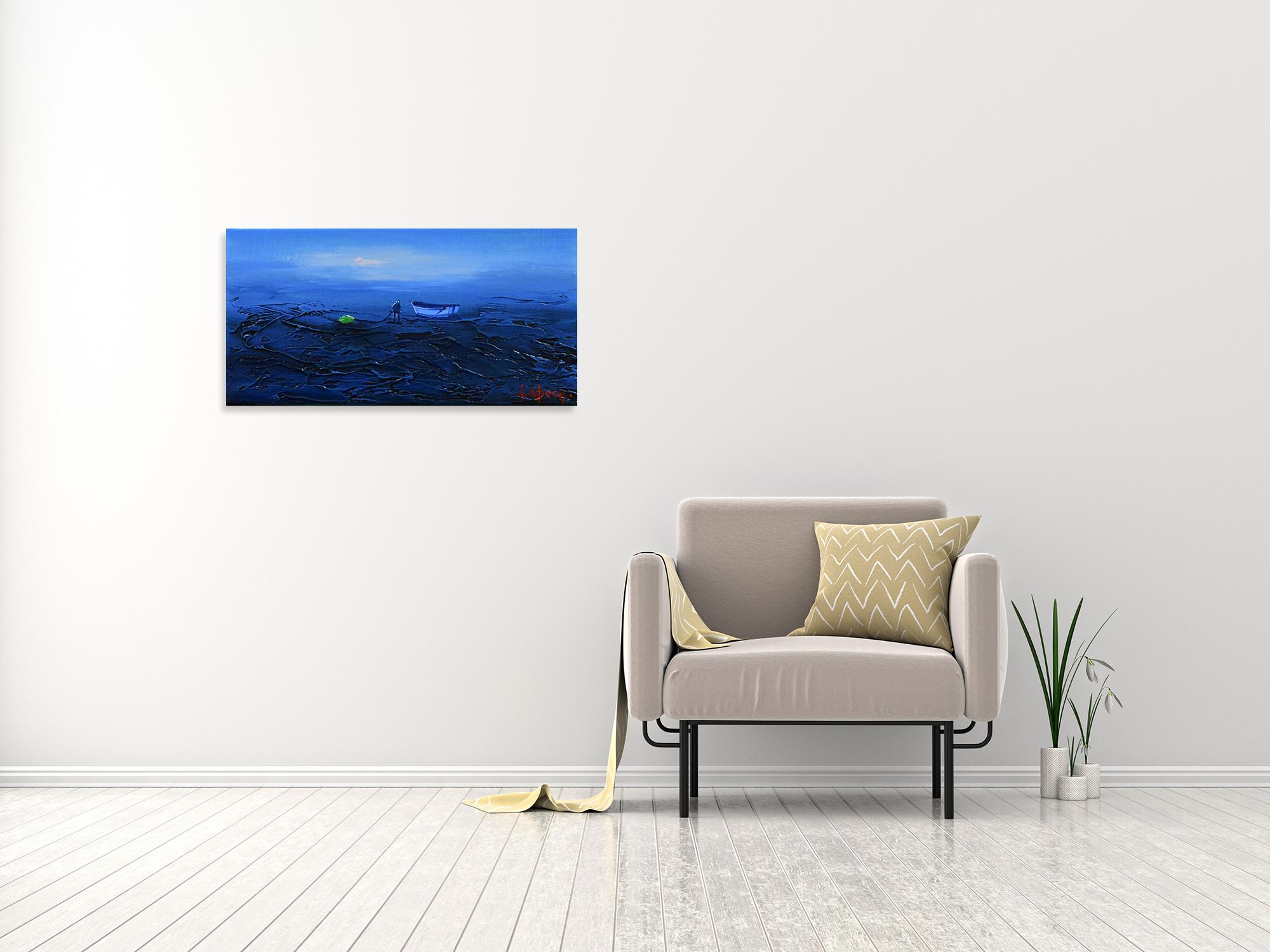 Prise Du Jour - Barche nell'oceano - Pittura a olio su tela di Denis Lebecqs 1