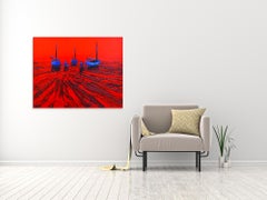 Symétrie Imprécise - Ocean Landscape - Red Painting by Denis Lebecqs