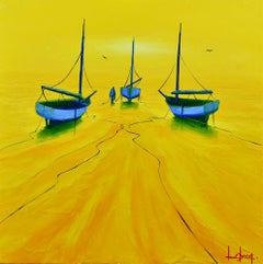Vol Ensoleillé - Boats In The Ocean Painting by Denis Lebecqs