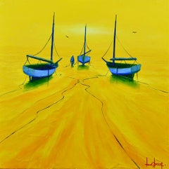 Vol Ensoleillé - Boote auf dem Meer Gemälde von Denis Lebecqs