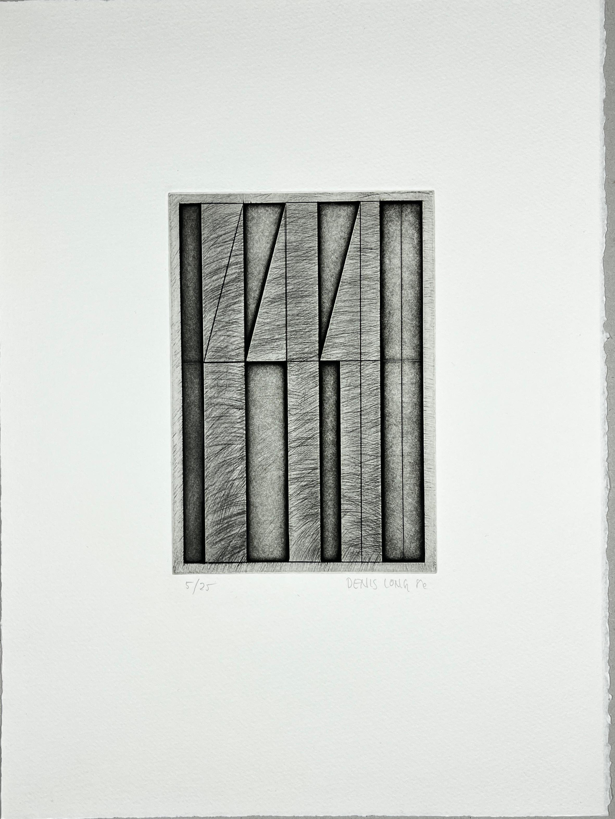 Denis Long Abstract Print – American 1986 signierter Original-Kunstdruck Radierung in limitierter Auflage  15x11 Zoll.