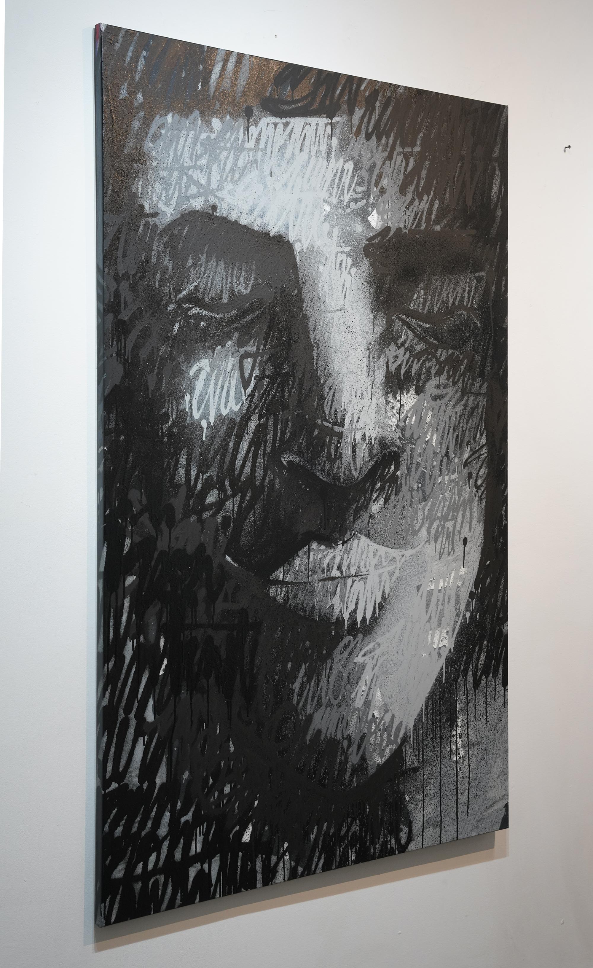 Persona 01 (Schwarz), Portrait Painting, von Denis Meyers 
