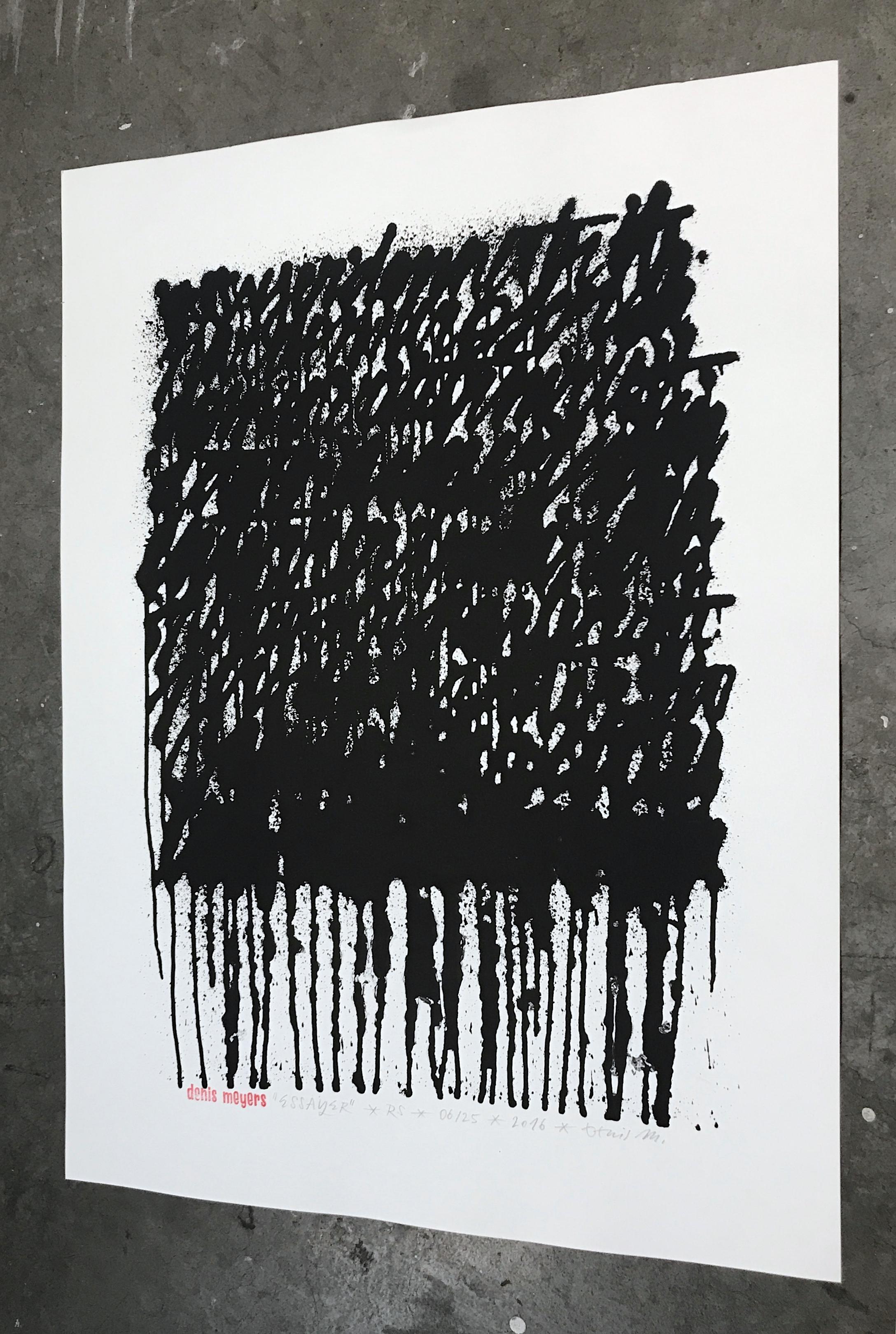 Unique print of an edition of 25. Whilst the series was printing, each print had a differing ink flow, producing a unique result for each edition.
Will ship Flat - Inquire for framing options.

Born in 1979, Denis Meyers is a Belgian urban artist.