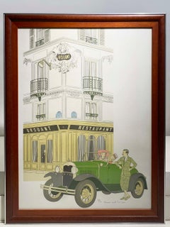 Denis Paul Noyer Litografia, Ristorante francese Drouant, Firmato , 1979
