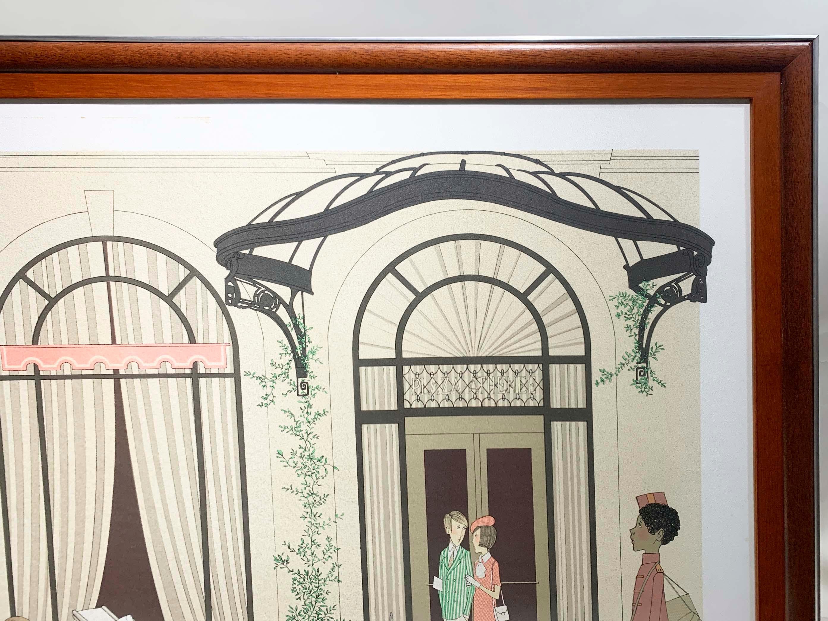 Modern Denis Paul Noyer Lithograph, Mercedes Roadster 540k & Plaza Athenée , Signed For Sale