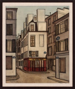 Vintage "Au Vieux Paris" Framed Cityscape Painting on Canvas by Denis Paul Noyer