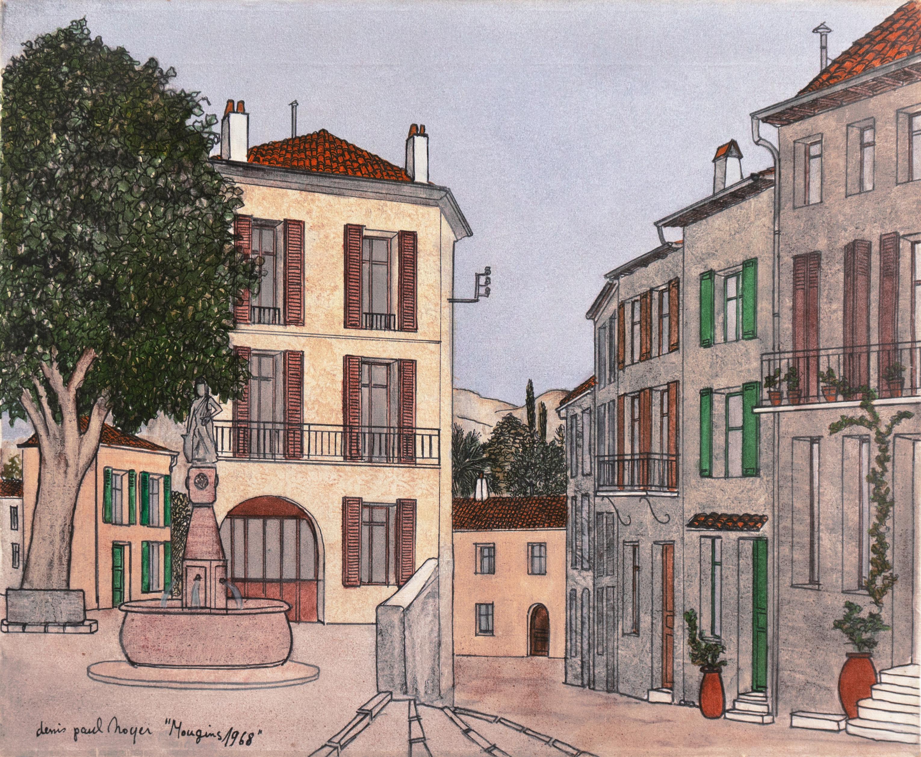 Denis Paul Noyer Landscape Painting -  'Mougins', Côte d'Azur, School of Paris, France, Ecole des Beaux Arts, Lyon