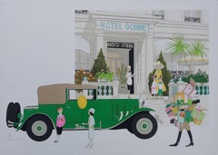 Retro Mercedes 370 and Hotel Gonnet - Signed lithograph - 115ex