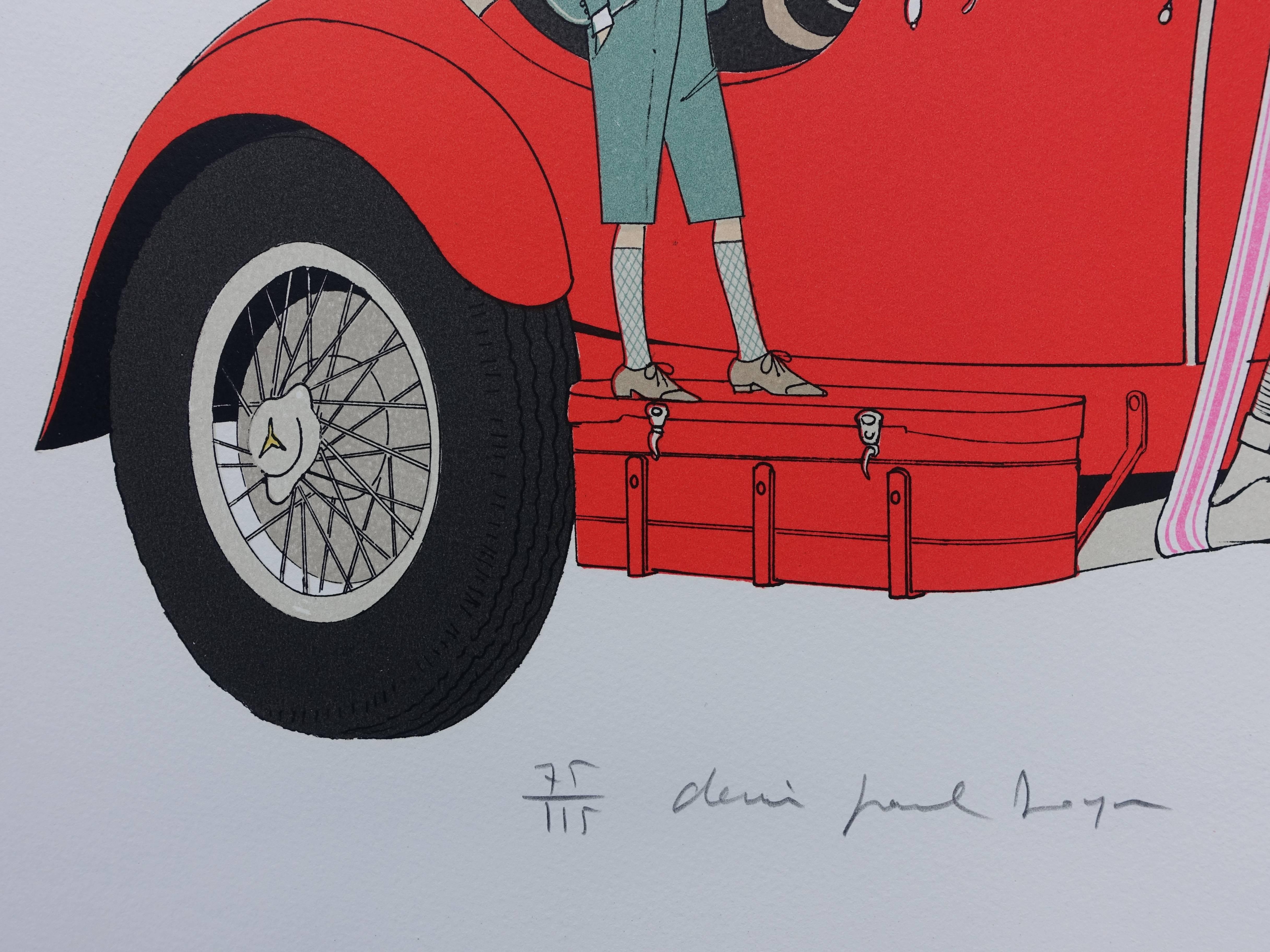 Mercedes 710 - Cabourg Grand Hotel - Original handsignierte Lithographie - 115ex – Print von Denis Paul Noyer