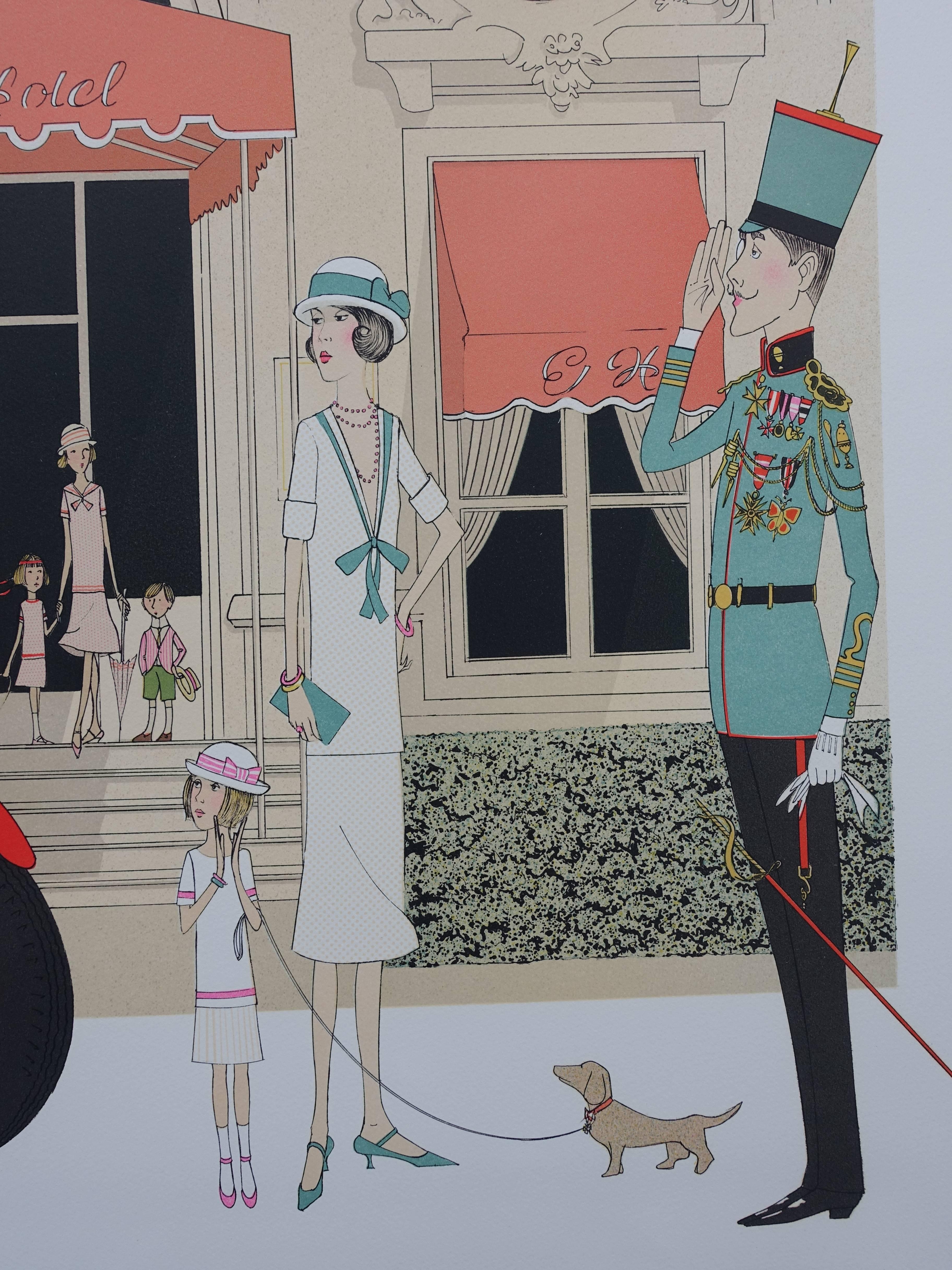 Denis-Paul NOYER
Mercedes 710 - Cabourg Grand Hotel

Original lithograph, c. 1980
Handsigned in pencil
Numbered / 115 copies
On Arches vellum 75 x 105 cm (c. 30 x 42 in)

INFORMATION : Cabourg Grand Hotel is a well known 5* hotel / palace located in