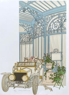 Rolls Royce & La Grande Cascade (Paris) - Original handsigned lithograph - 220ex