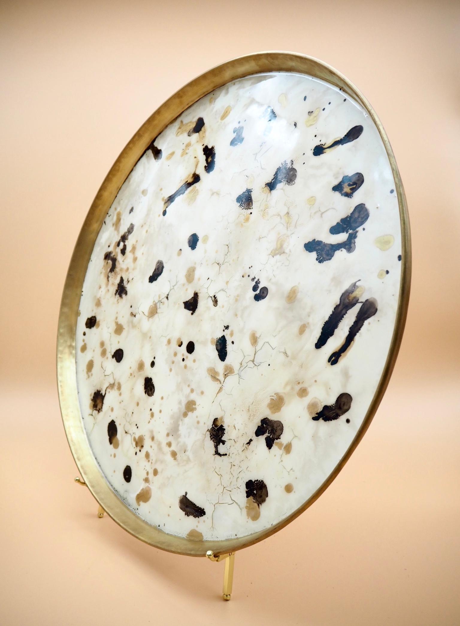 Contemporary Denis Perrollaz Essence Plate in Mixed-Media on Brass