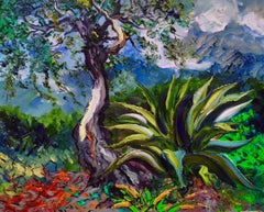 Abundant Plant Life - Impressionist landscape nature plants oil painting artwork