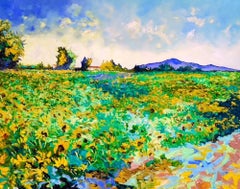 Ambience of Joy - abstract impasto floral field painting modern contemporary art
