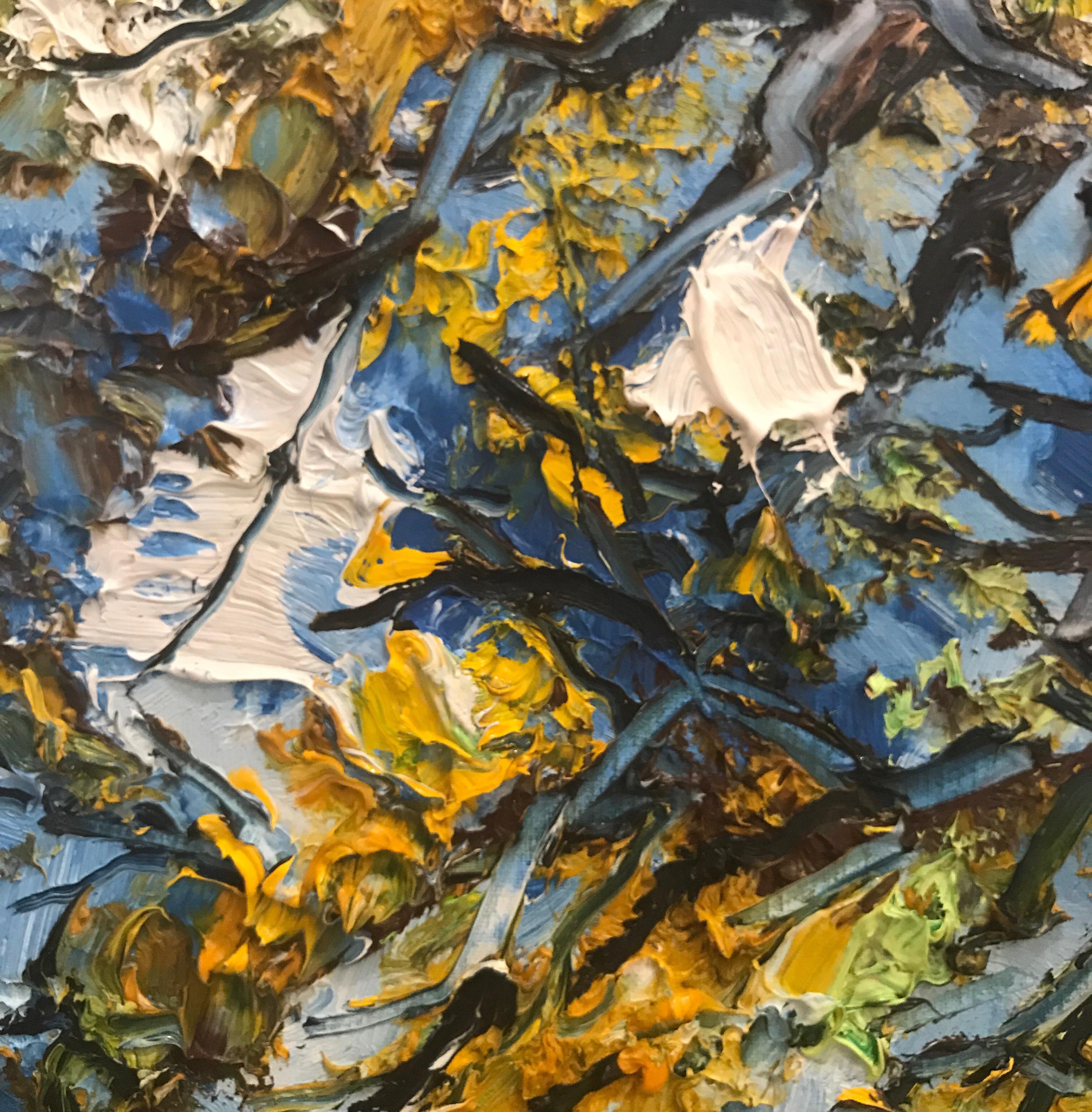 Herbstbaum- originelle französische Impressionismus-Landschaft  Malerei - Zeitgenössische Kunst (Schwarz), Abstract Painting, von Denis Ribas 
