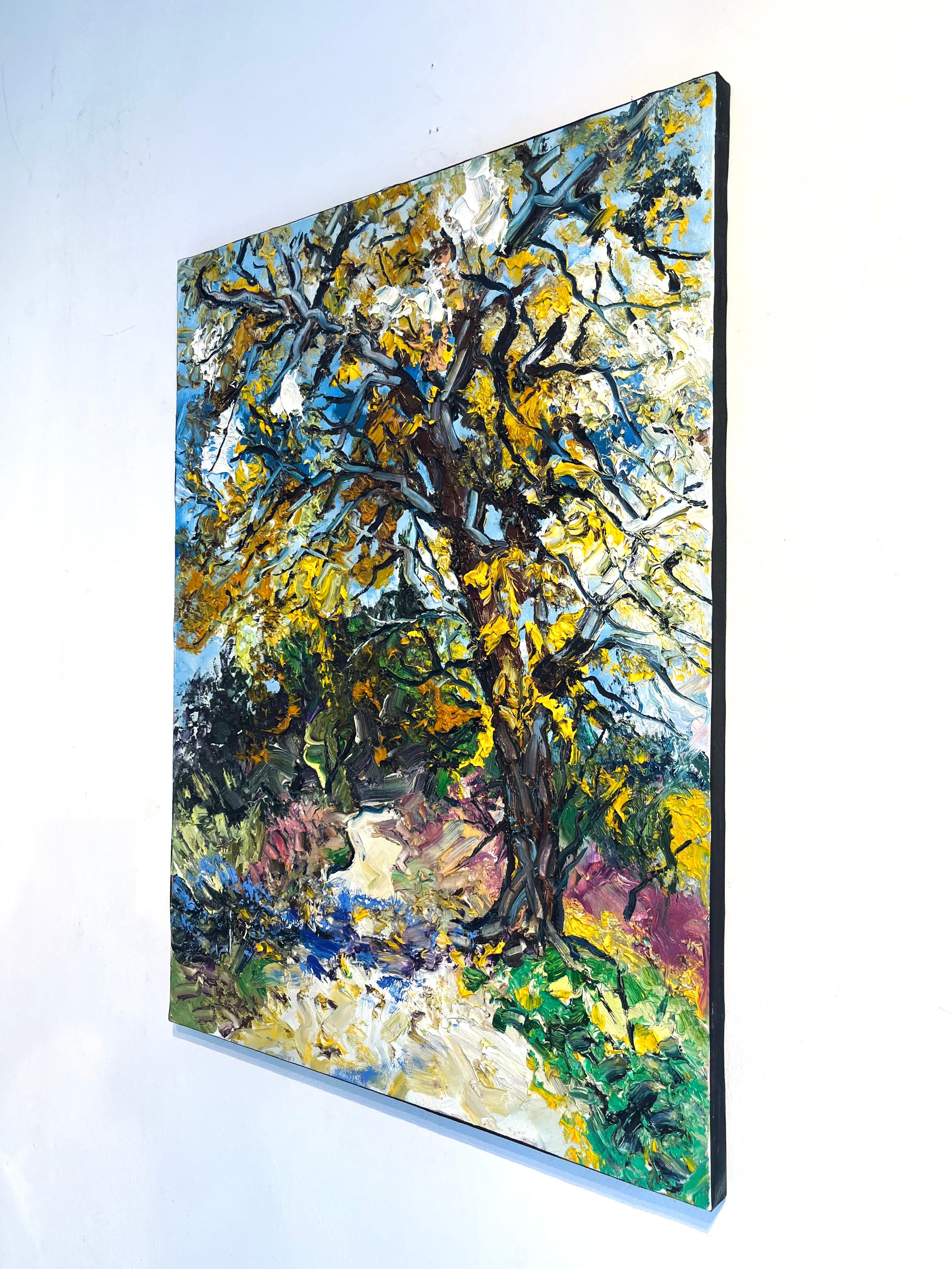 Herbstbaum- originelle französische Impressionismus-Landschaft  Malerei - Zeitgenössische Kunst im Angebot 1