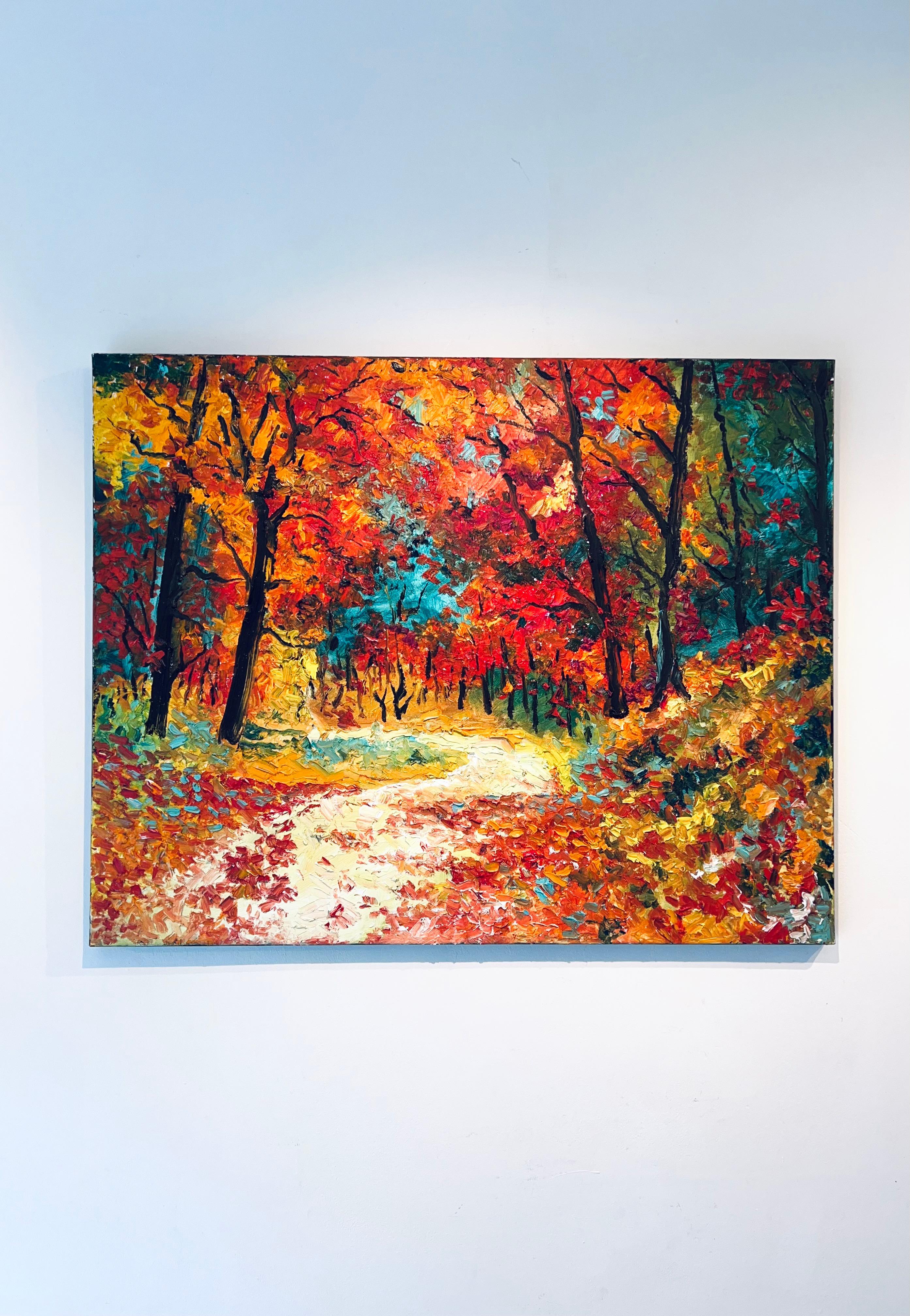 Autumnal Haze - Original impressionism landscape oil painting - contemporary Art - Painting by Denis Ribas 
