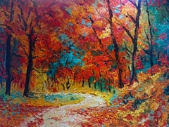 Autumnal Haze - Original impressionism landscape oil painting - contemporary Art