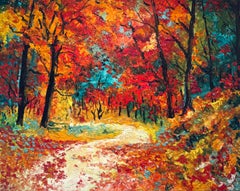 Autumnal Haze - Original impressionism landscape oil painting - contemporary Art