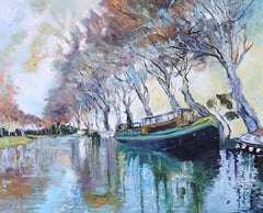 Canal in Winter - landscape abstract oil painting modern contemporary art 