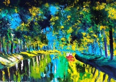 Colours in Canal Du Midi - landscape nature artwork contemporary impressionist
