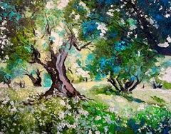 Evergreen Forest-Original impressionism landscape oil painting-contemporary Art