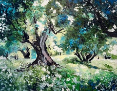 Forêt Contemporary - Peinture à l'huile impressionniste originale - Art contemporain
