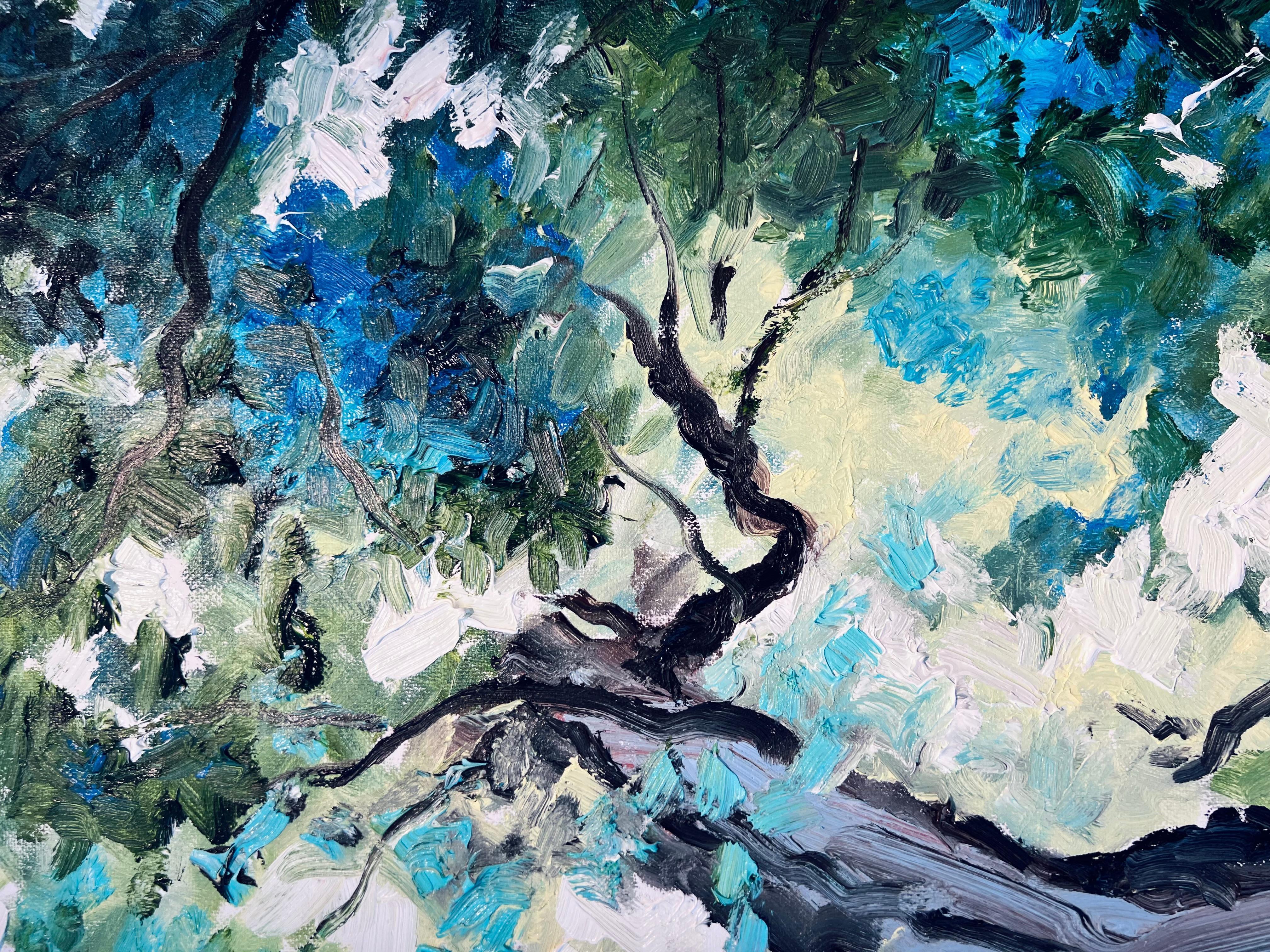 Immergrüner Wald-Original Landschaft Impressionismus Ölgemälde-Gegenwartskunst (Abstrakter Impressionismus), Painting, von Denis Ribas 