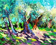 Forest in Vibrance - landscape nature oil artwork impasto contemporary artwork 
