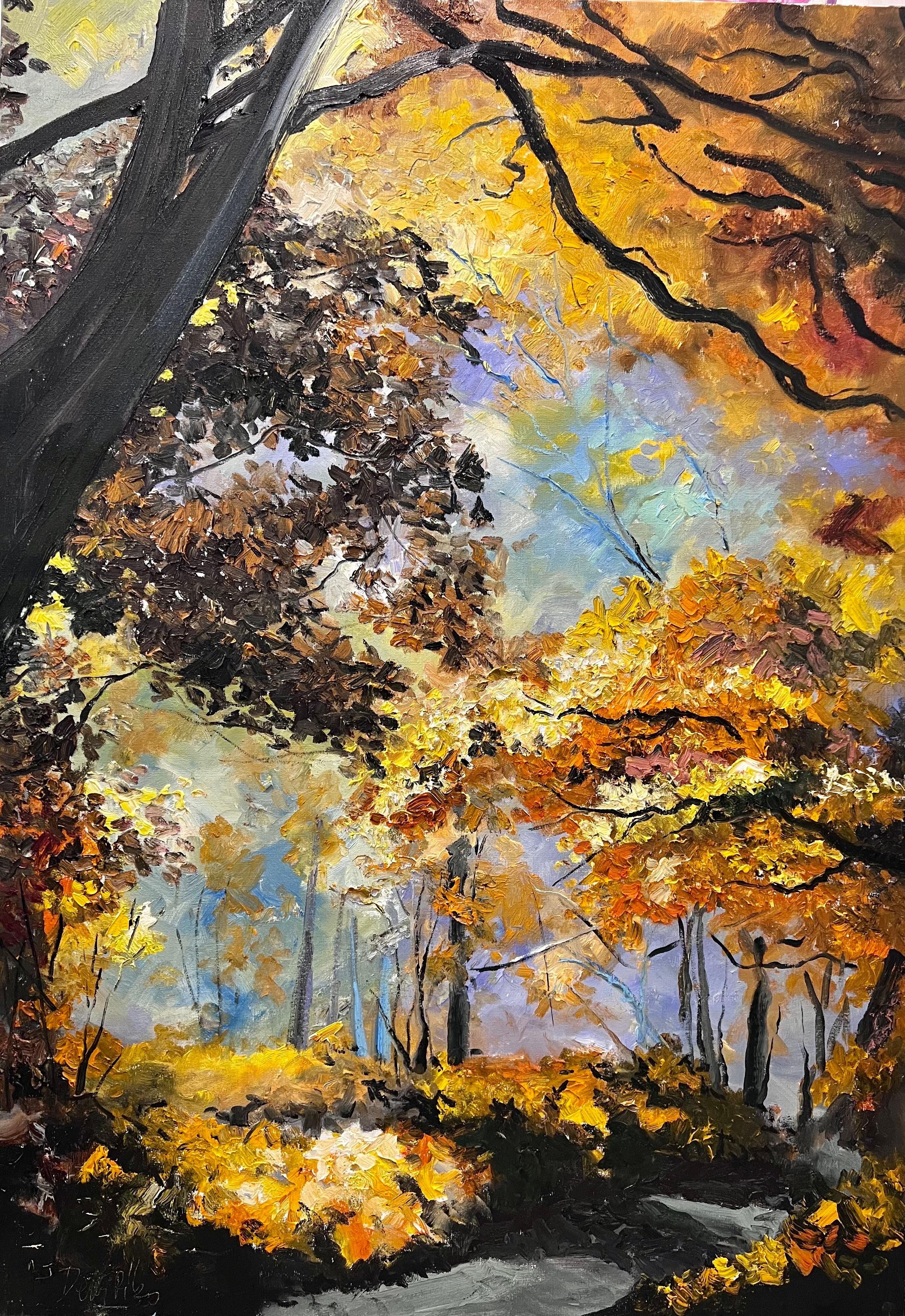 Denis Ribas  Landscape Painting - Forest-original abstract forest French impressionism landscape oil painting- art