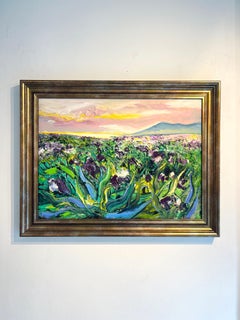 Iris Field-Original Impressionismus florale Landschaft Ölgemälde-Zeitgenössische Kunst