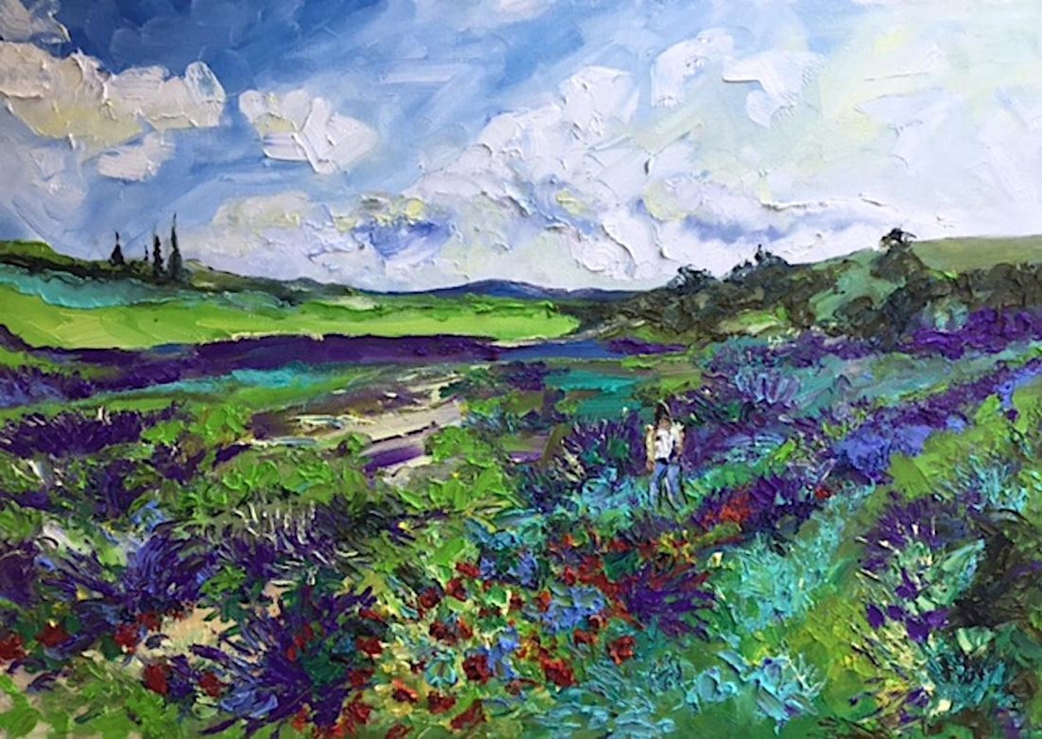 Denis Ribas Lavender Fields Original Abstract Landscape