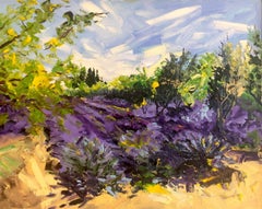 Lavender Garden - Impressionism abstract floral landscape original oil painting