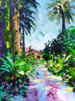 Palm Trees Summer Scene - Impressionist abstract landscape nature modern impasto