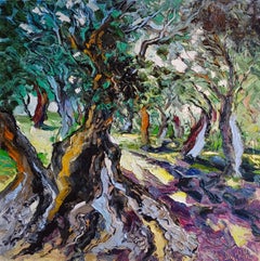 Spring Forest II - Impression modern original landscape oil painting natural art