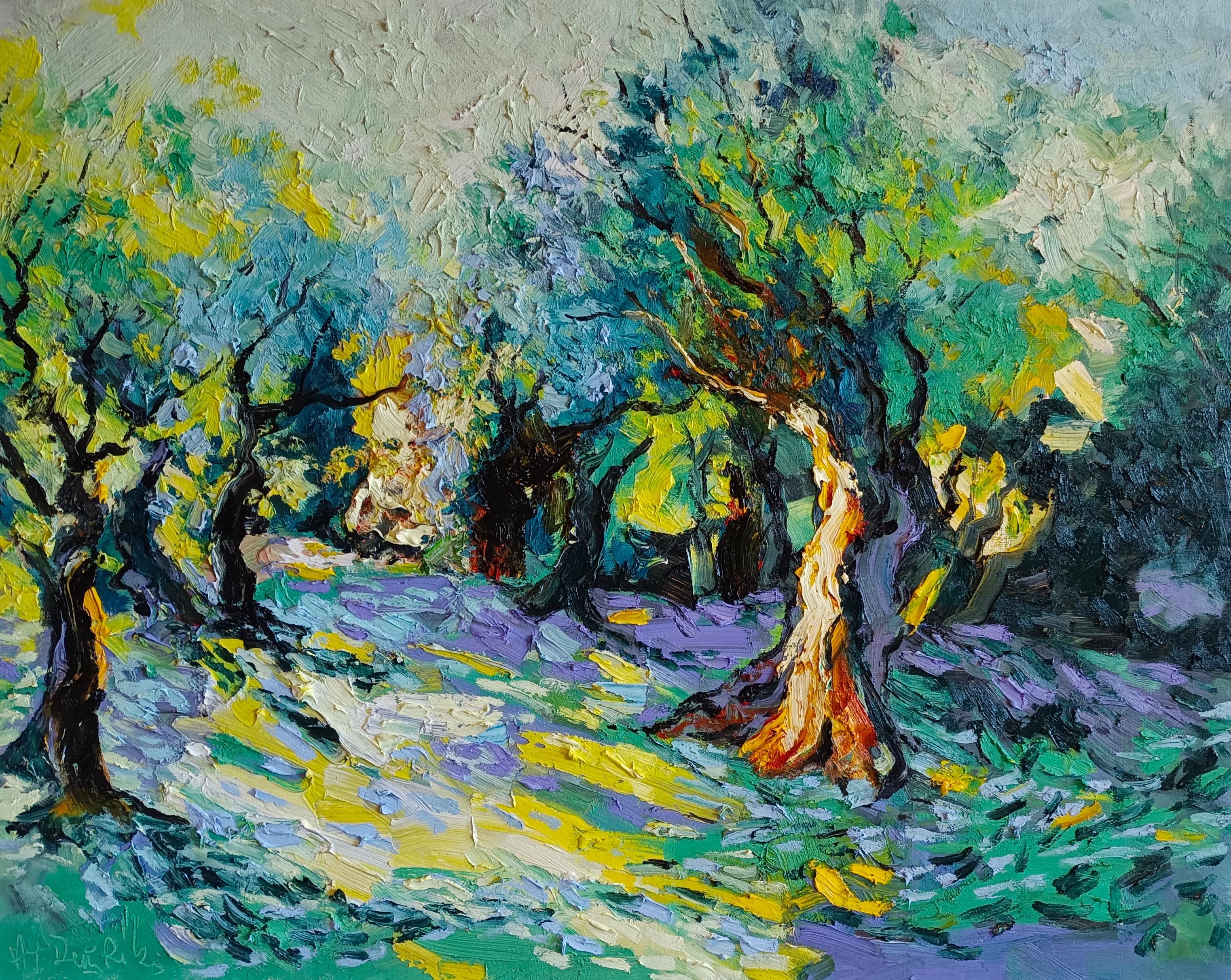 Landscape Painting de Denis Ribas  - Bosque de primavera-Pintura al óleo original de paisaje impresionista-Arte contemporáneo