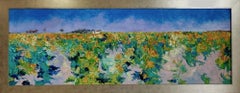 Sunflower Field - impasto impressionist natural landscape oil painting original