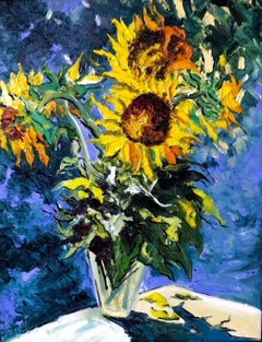 Sunflower IIII - Impressionism floral still life oil painting modern impasto art