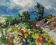 Vines Garden - impasto floral landscape painting impressionism oil textured art