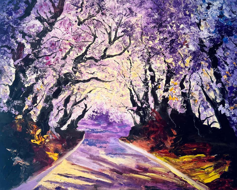 Denis Ribas - Iris Field-Original impressionism floral landscape oil ...