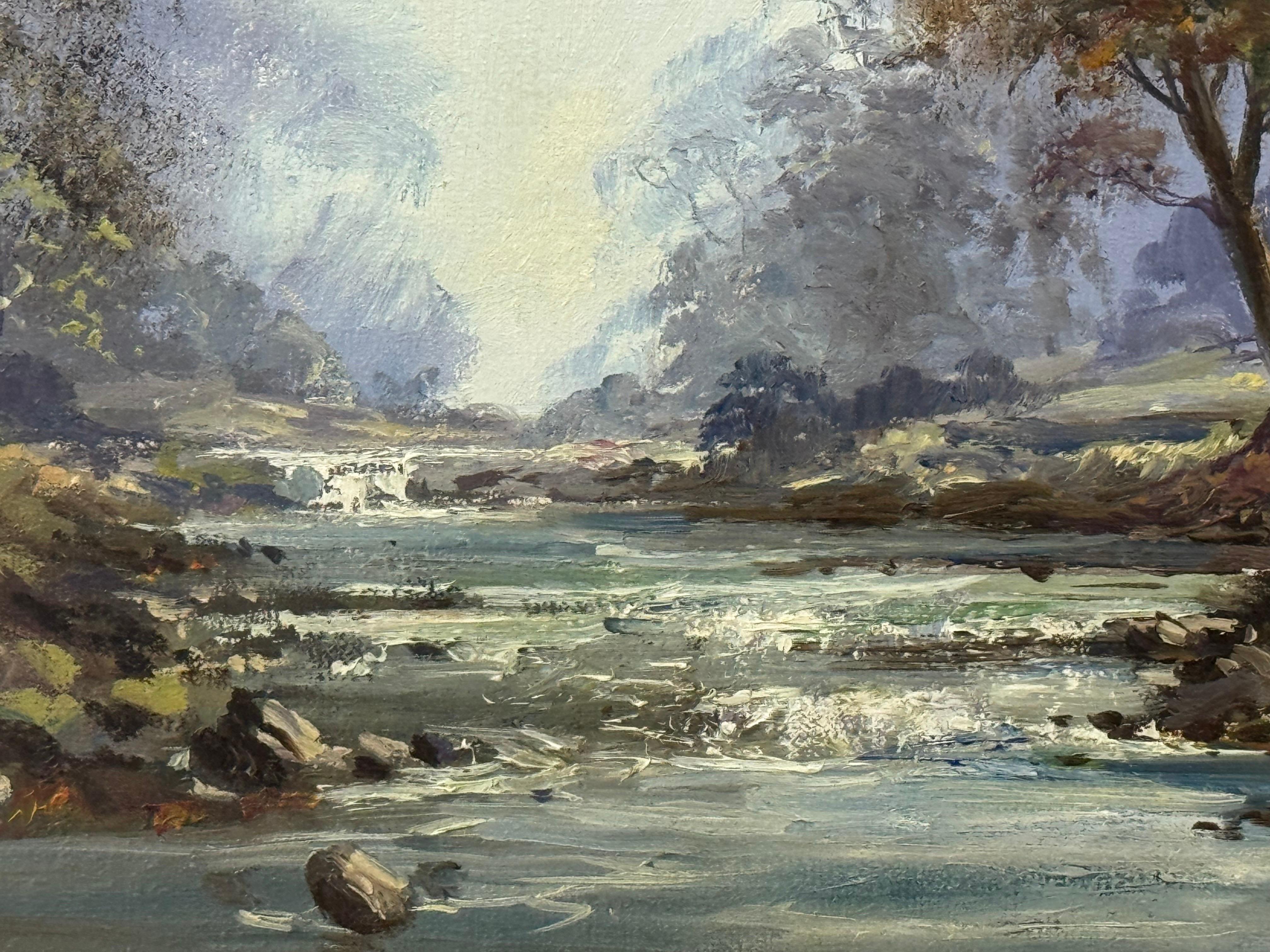 Pintura al óleo de un río arbolado en un bosque de Irlanda por un artista irlandés en venta 6