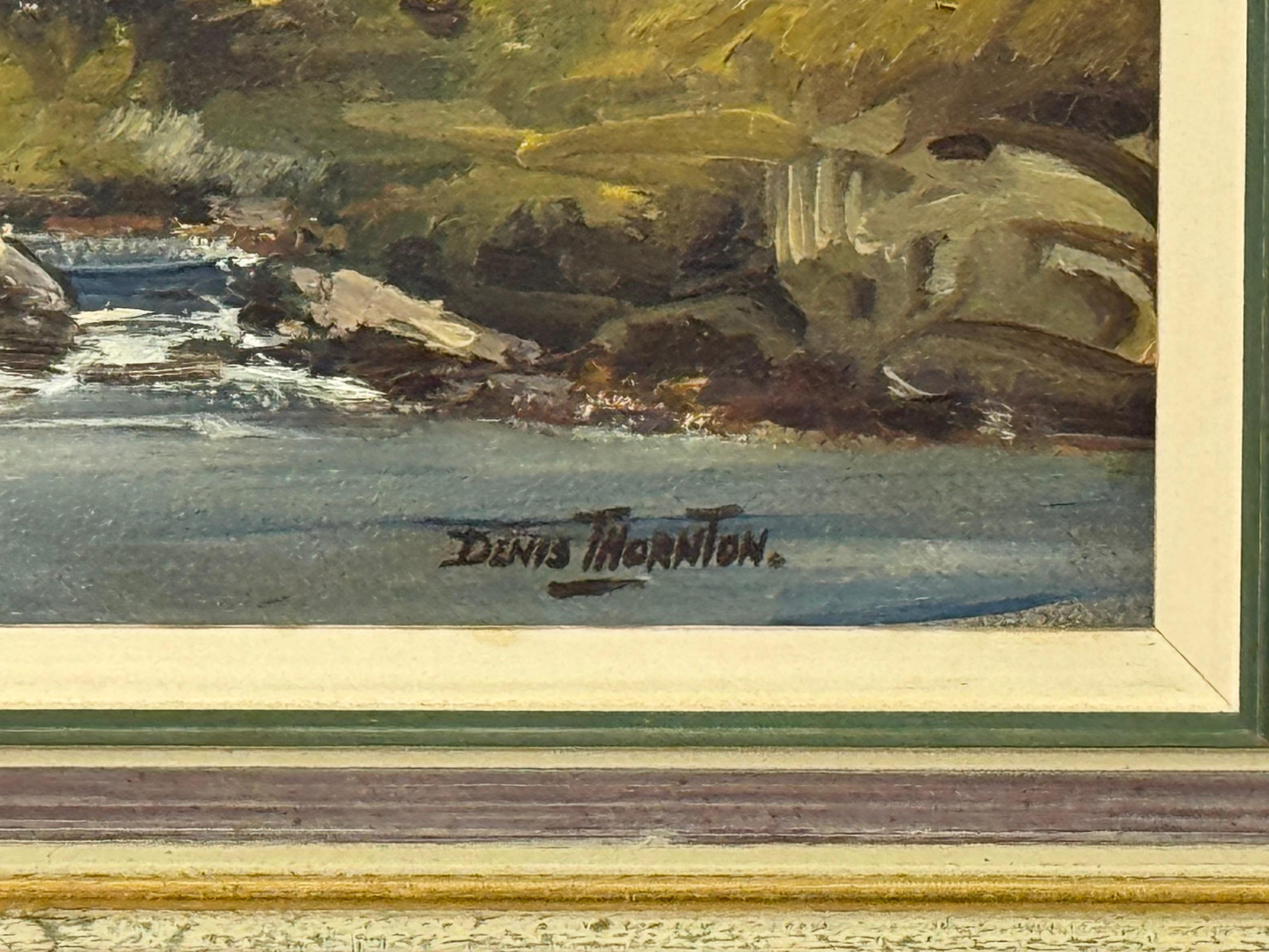 Pintura al óleo de un río arbolado en un bosque de Irlanda por un artista irlandés en venta 7
