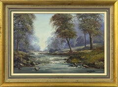 Oil Painting of Tree Lined River in a Forest in Ireland by Irish Artist
